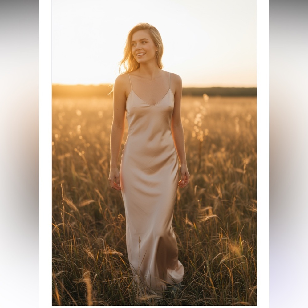 Vintage Stunning Light Peach Silk Slipdress. Size Small/Medium